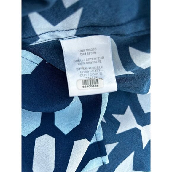 Equipment Blue/white print Tunic Shirt-Dress XS GUC button up  sleeveless - Picture 3 of 4